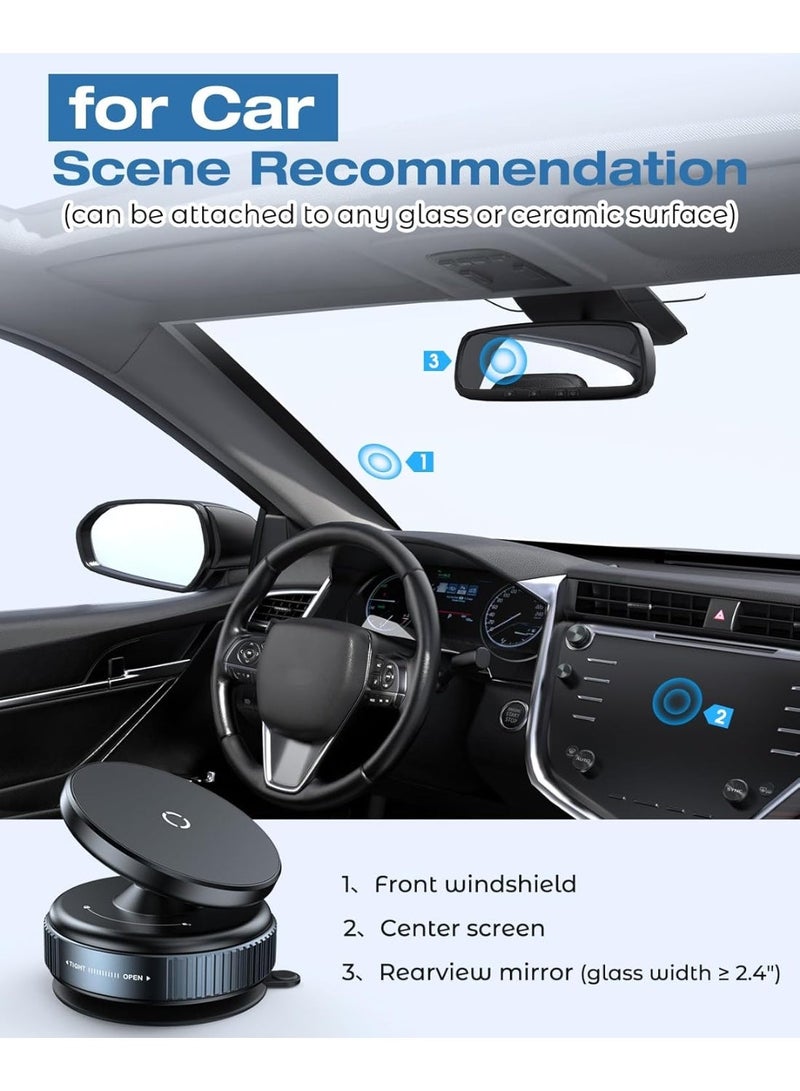 Magnetic car phone holder with 360-degree vacuum suction base, phone holder and accessory for car, mirror, and gym for iPhones and Android devices. - Image 2